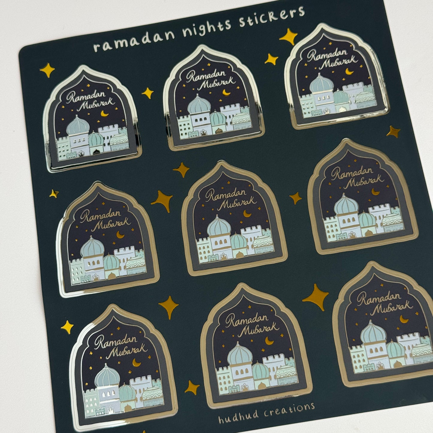Sticker Sheet - Ramadan Mubarak, Shimmery Ramadan Nights
