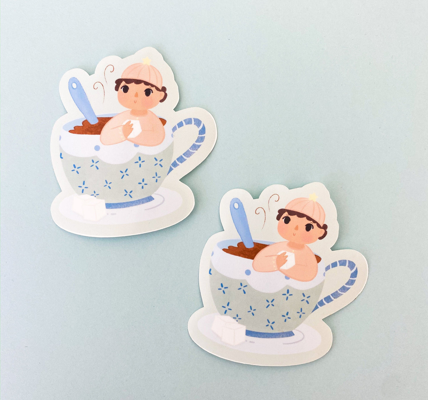 Sticker - Glossy Chai Boy in Kufi Sticker, Cute Chai Sticker, Cute Tea Boy Sticker, Cute Muslim Boy Sticker, Muslim Sticker, Eid Gift