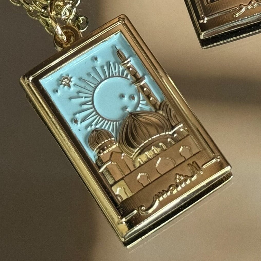 Necklace - Shams & Qamr Sun and Moon Necklaces, Starry Celestial Masjid Necklaces, Islamic Friendship Necklaces, Islamic Jewelry, Hijabi