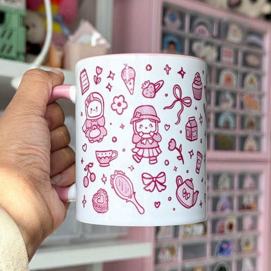 Mug - Cute Things Mug, Pink Hijabi Patterned Mug, Pastel Pink Hijabi Coquette Cute Mug Cup, Cute Eid Gift