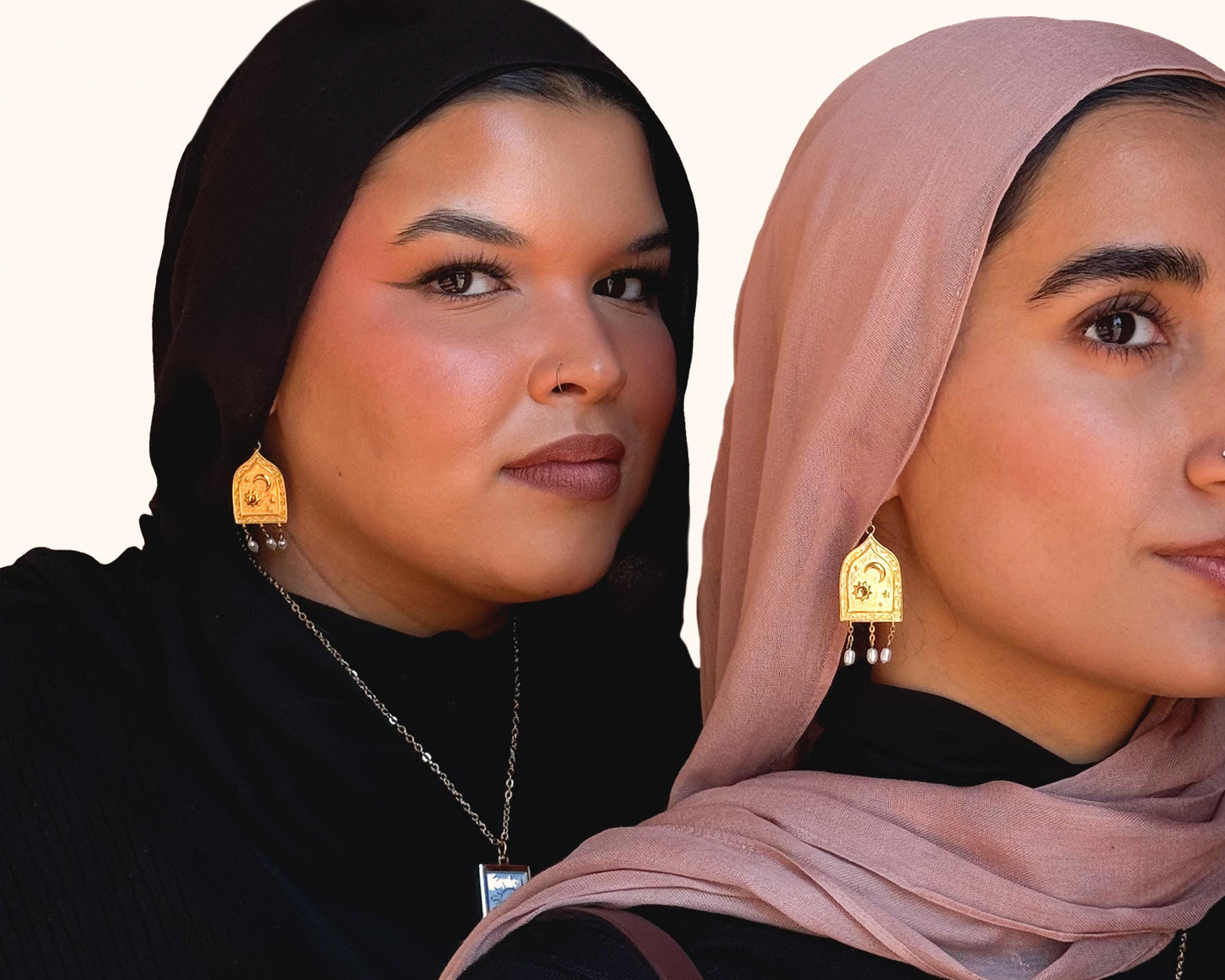Earrings - Layla, waterproof, 18k gold plated over stainless steel, pearl dangle earrings, eid gifts, hijabi jewelry