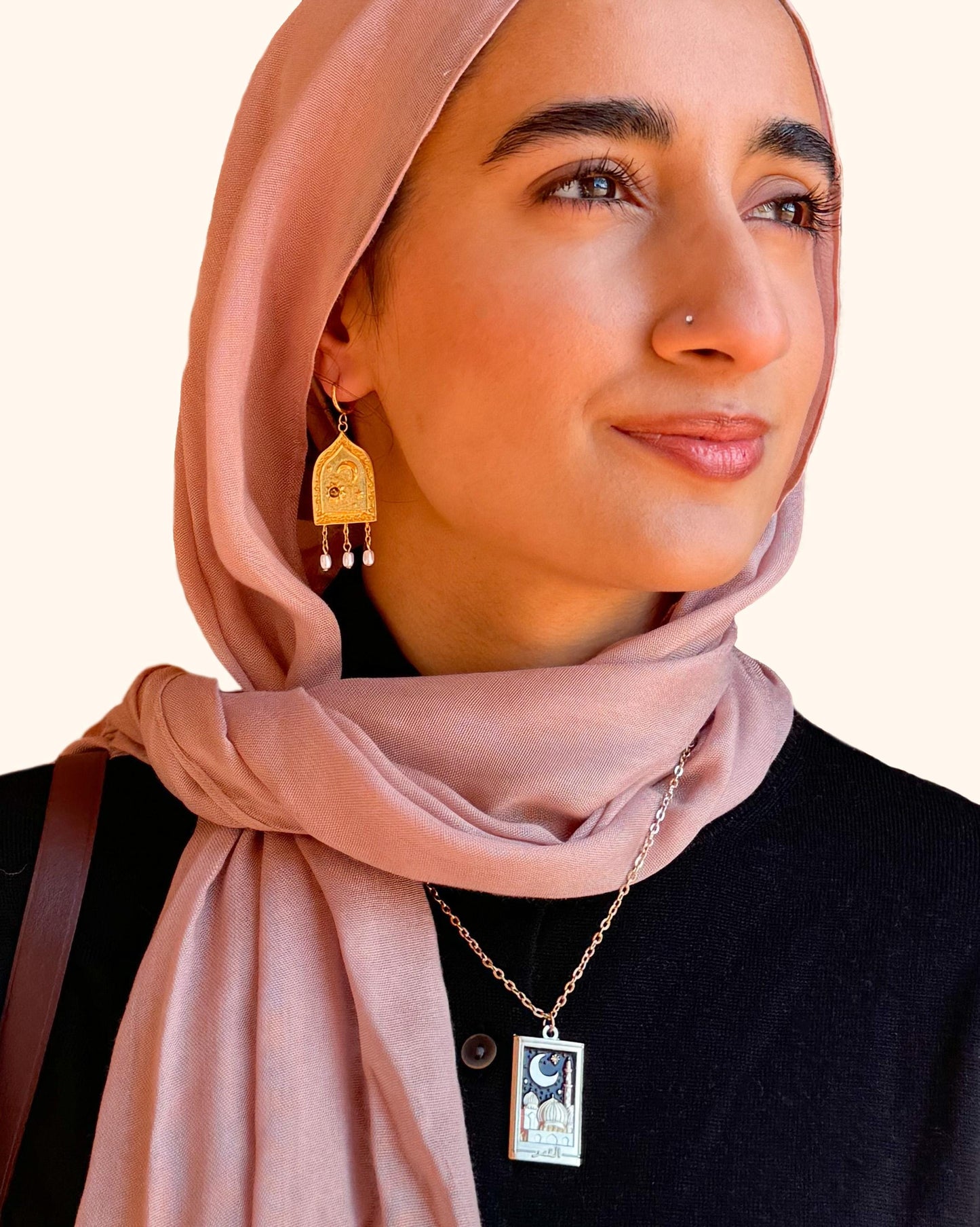 Earrings - Layla, waterproof, 18k gold plated over stainless steel, pearl dangle earrings, eid gifts, hijabi jewelry