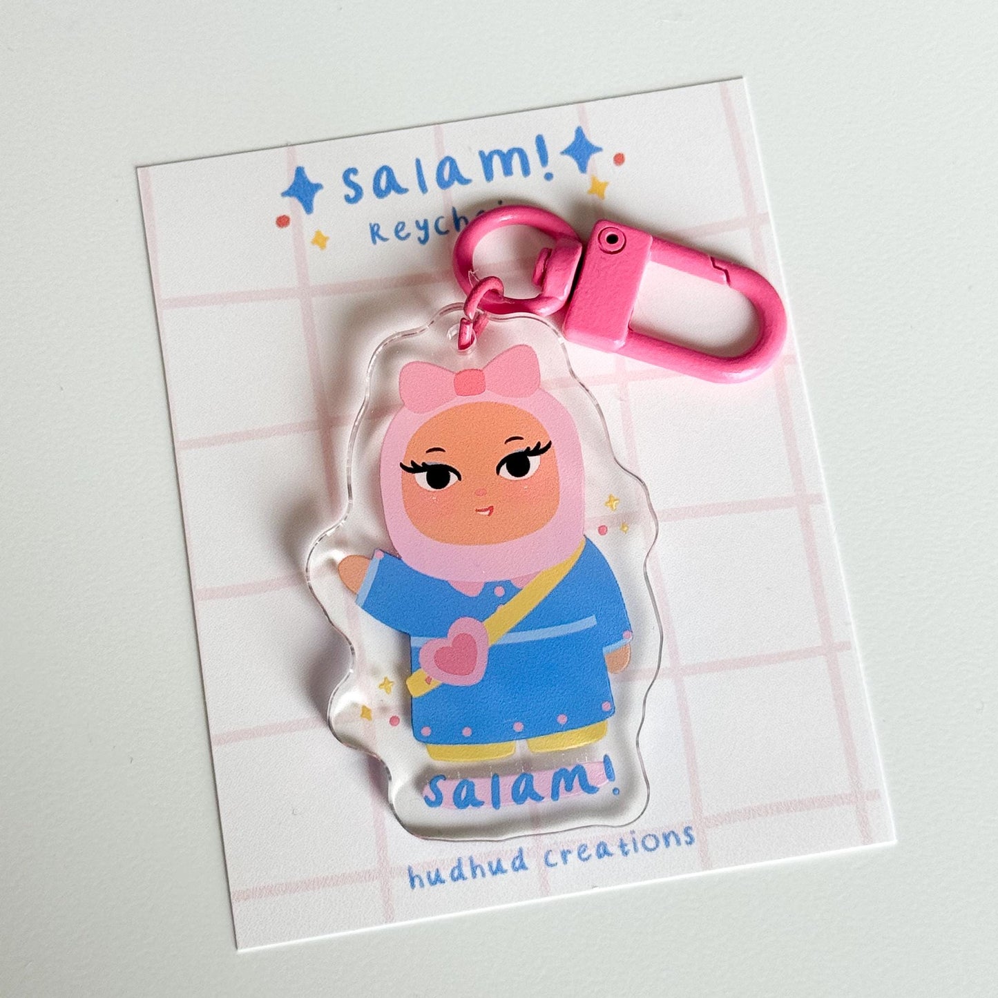 Keychain- Little Hijabi Saying Salam, Adorable Muslimah Keychain, Cute Hijabi Keychain, Salam Keychain,Assalamualaykum Keychain,Muslim gifts