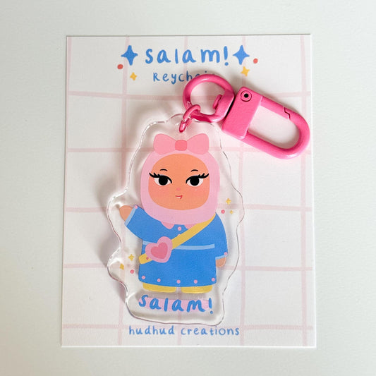Keychain- Little Hijabi Saying Salam, Adorable Muslimah Keychain, Cute Hijabi Keychain, Salam Keychain,Assalamualaykum Keychain,Muslim gifts