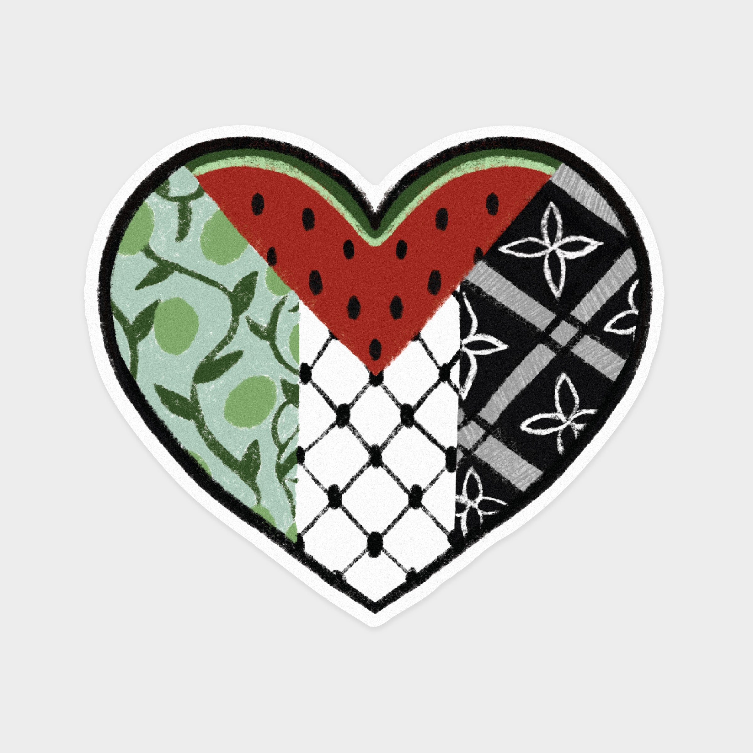 Sticker - Palestine Motifs Heart  - 100% of profits go to Palestine