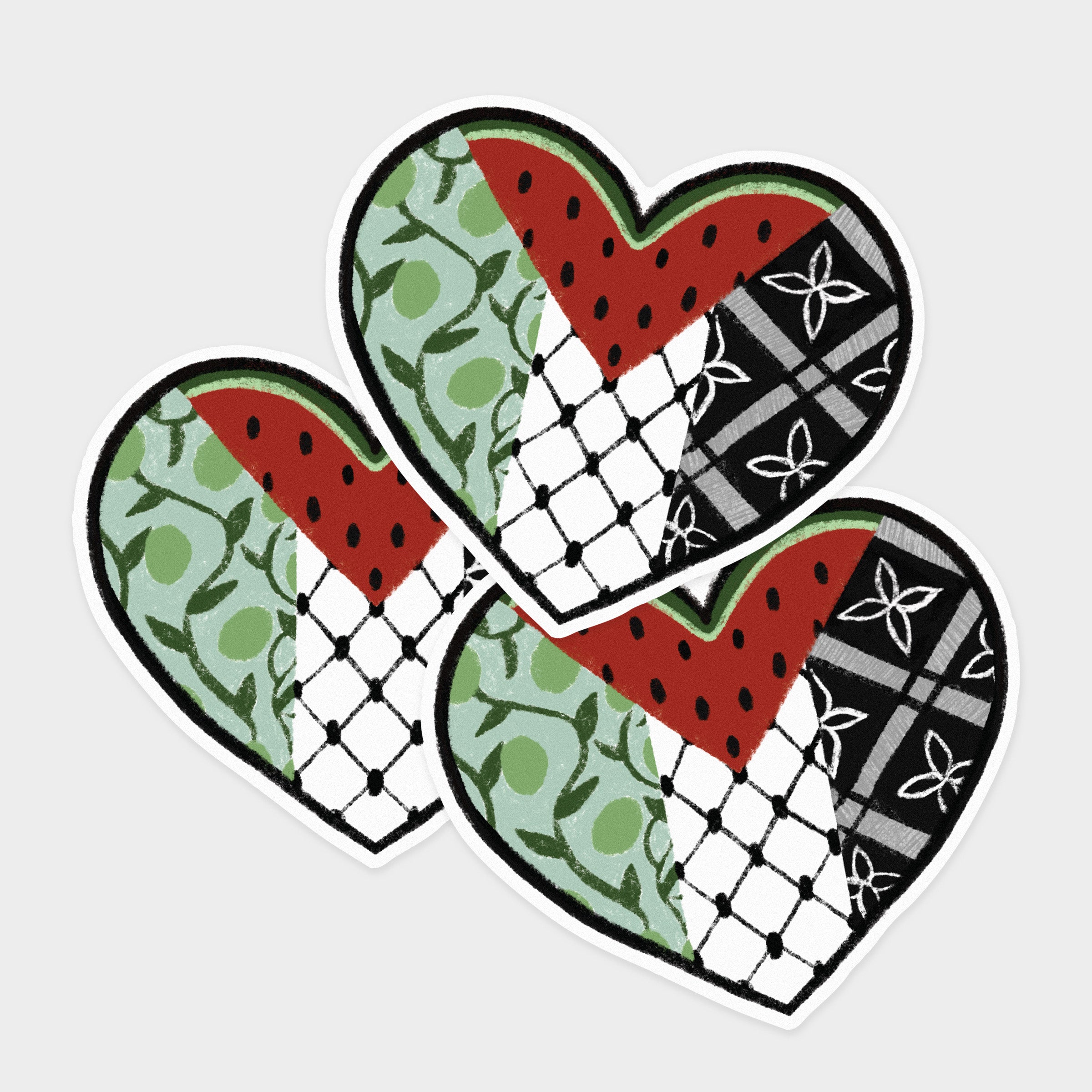 Sticker - Palestine Motifs Heart  - 100% of profits go to Palestine