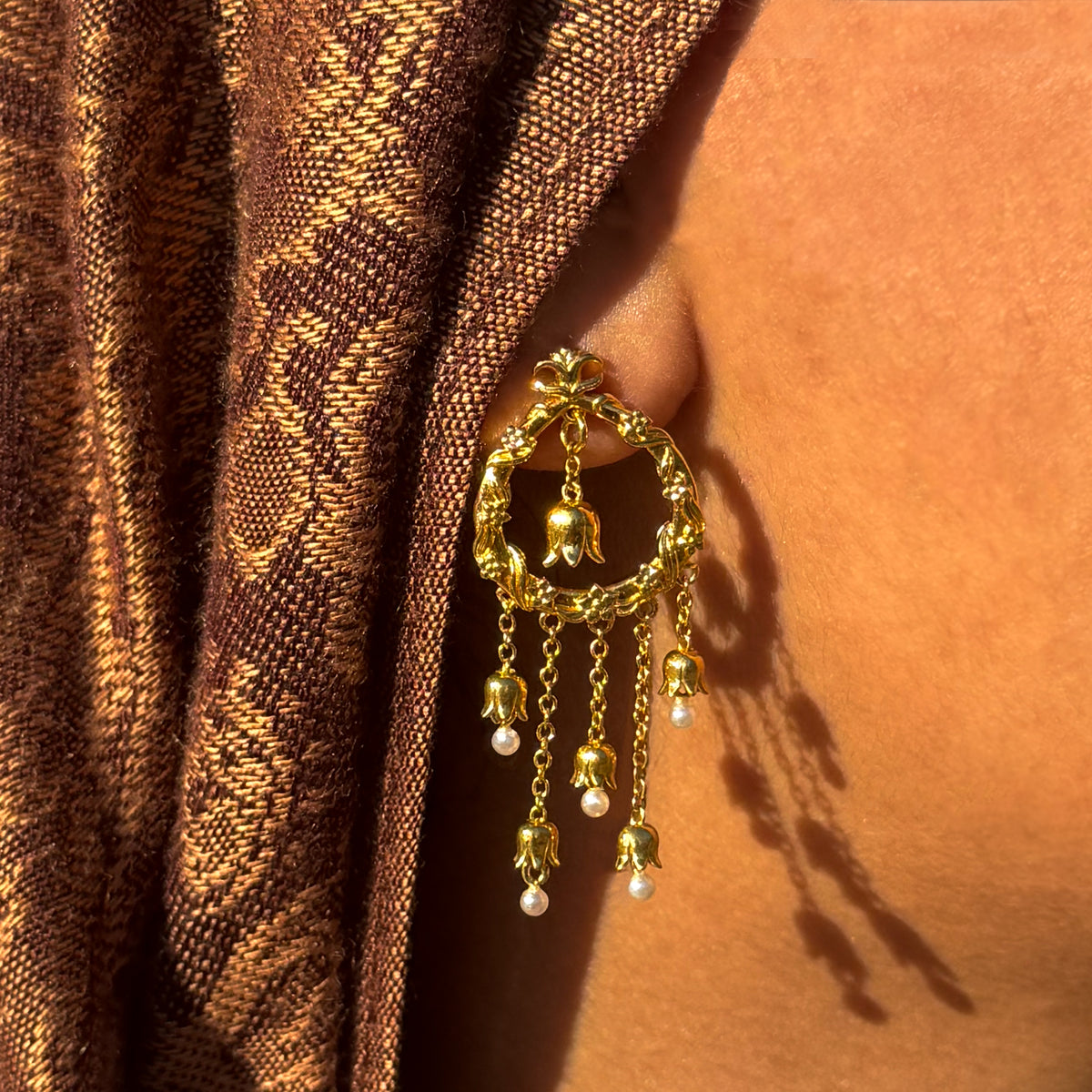 Sawsan Dangle Earrings - Gold Plated Over Brass