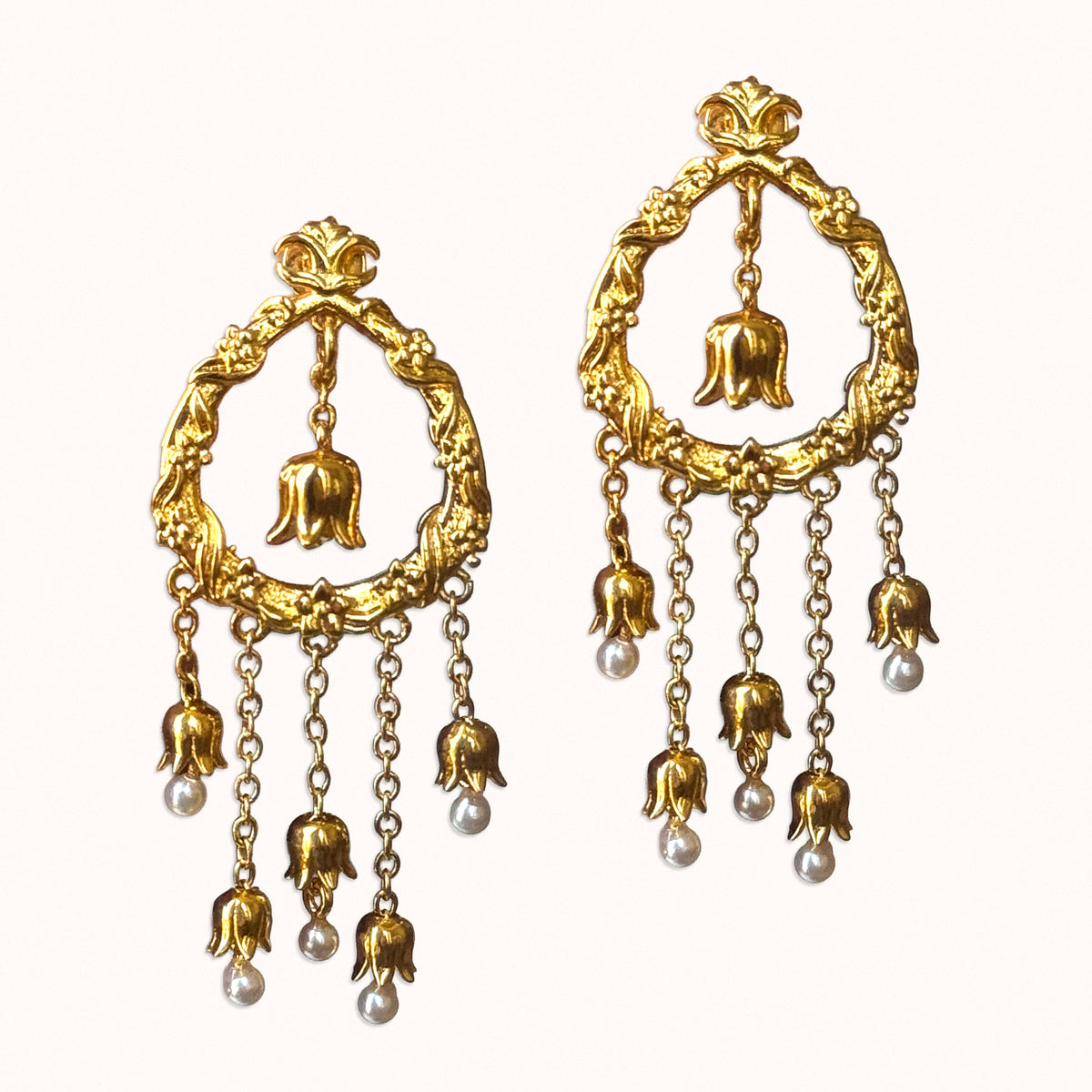 Sawsan Dangle Earrings - Gold Plated Over Brass