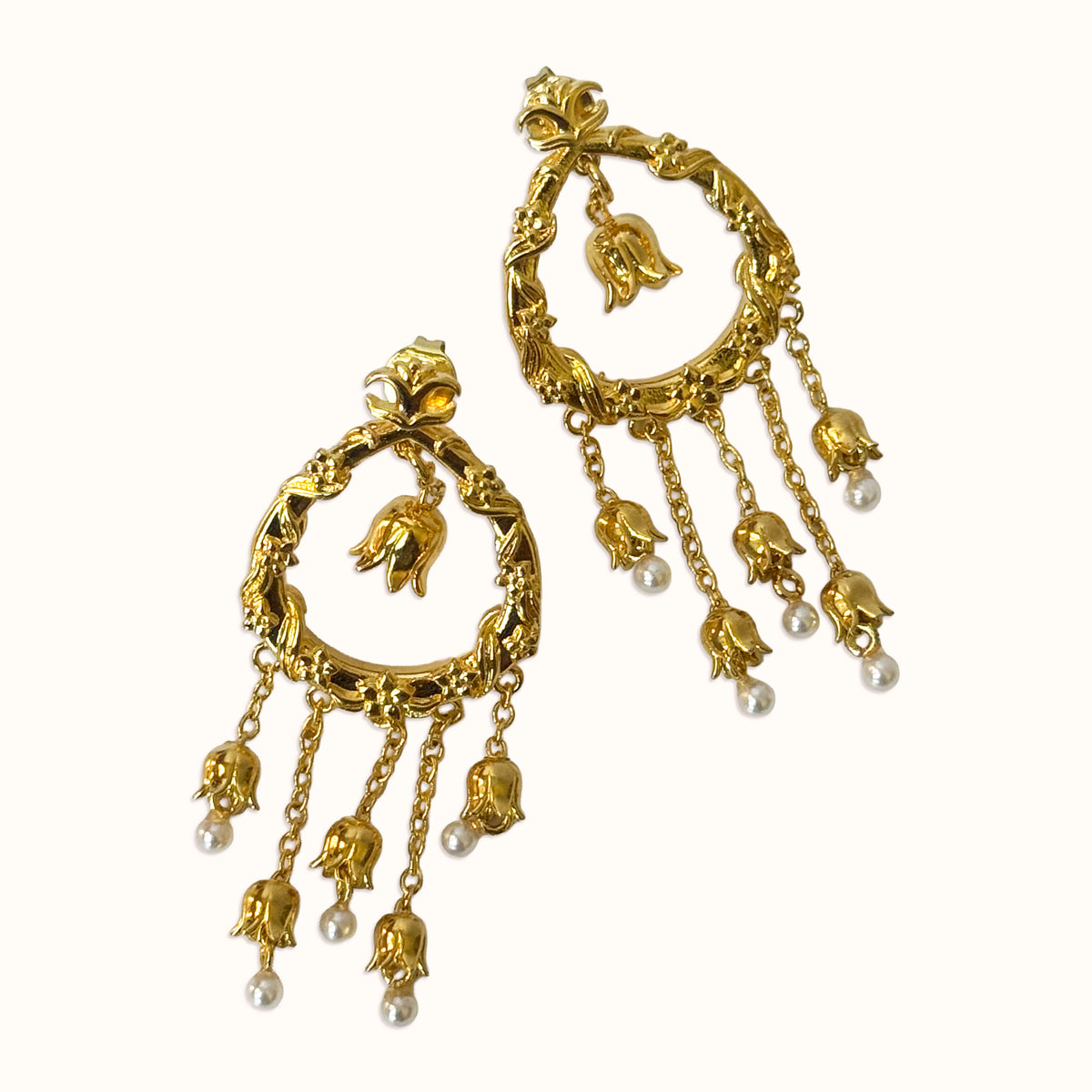 Sawsan Dangle Earrings - Gold Plated Over Brass