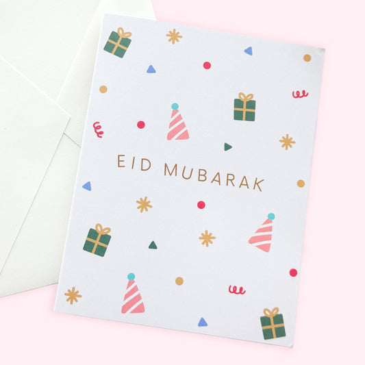Card - Eid Mubarak Cute Pattern Card With Gift