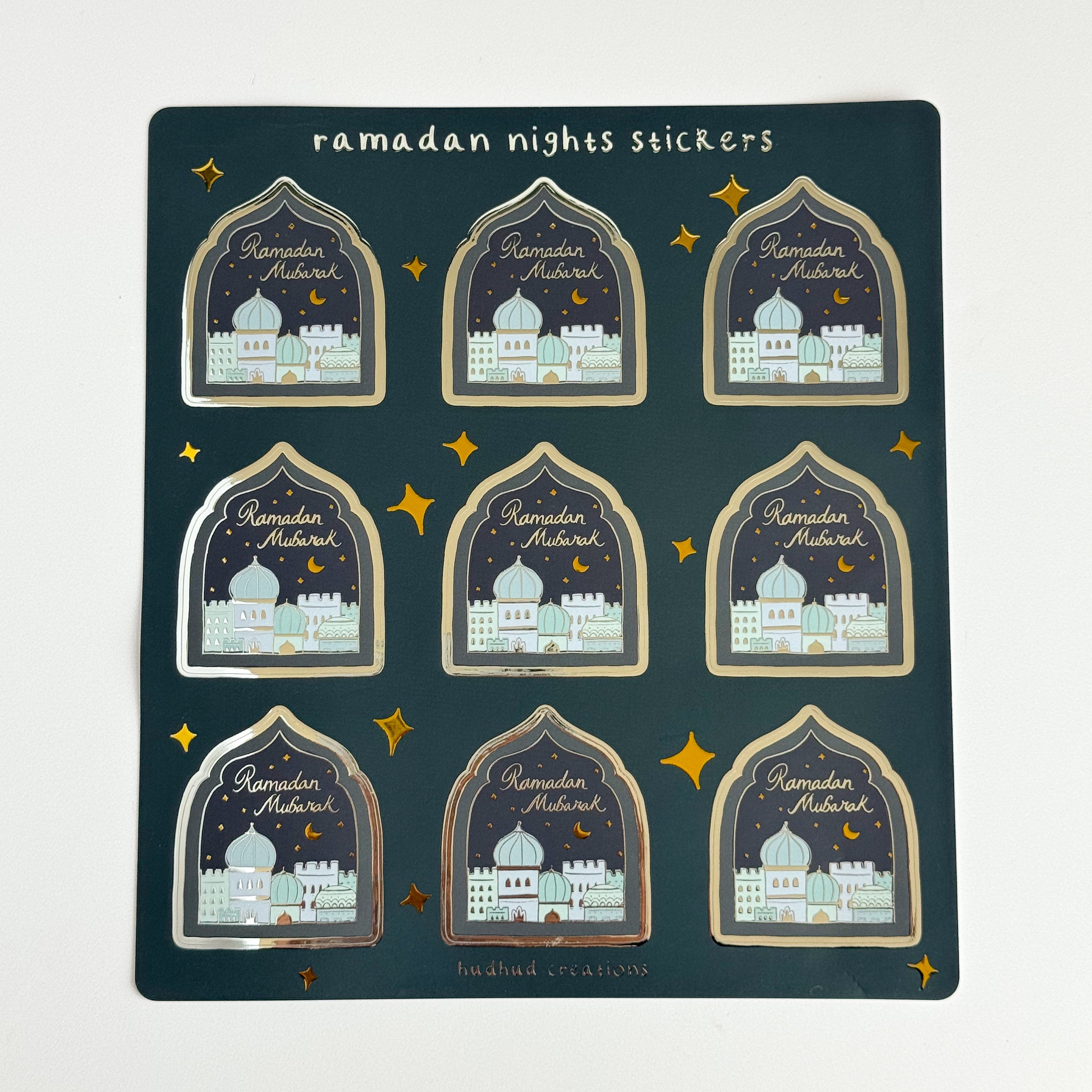 Sticker Sheet - Ramadan Mubarak, Shimmery Ramadan Nights