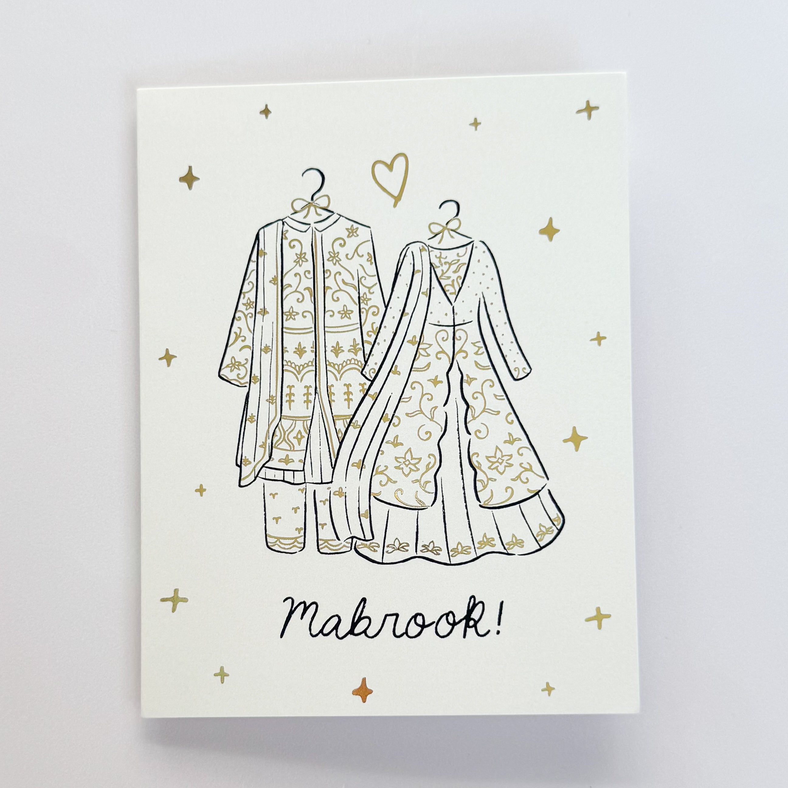 Card - Mabrook, Shimmery, Gold Foiled Wedding Card