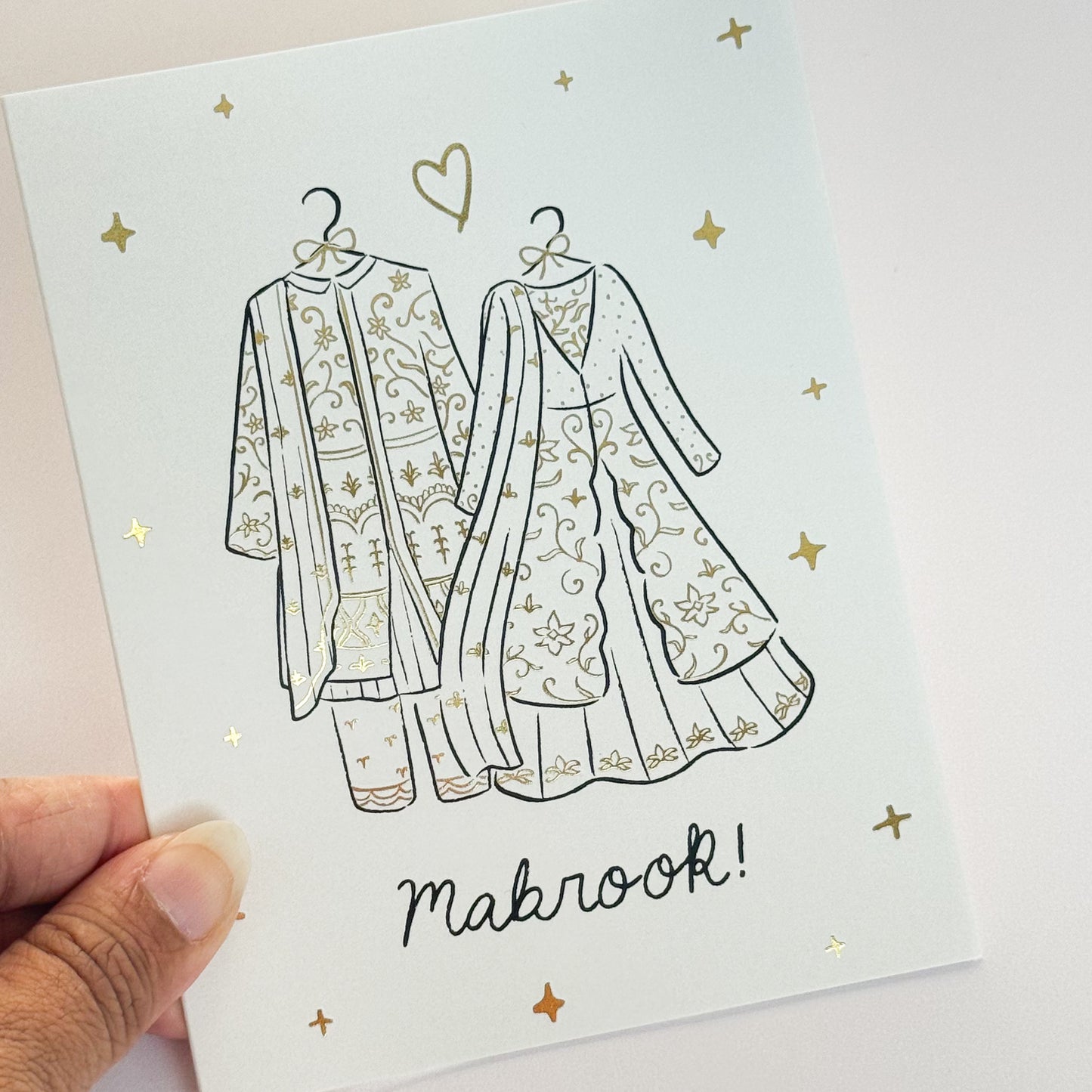 Card - Mabrook, Shimmery, Gold Foiled Wedding Card
