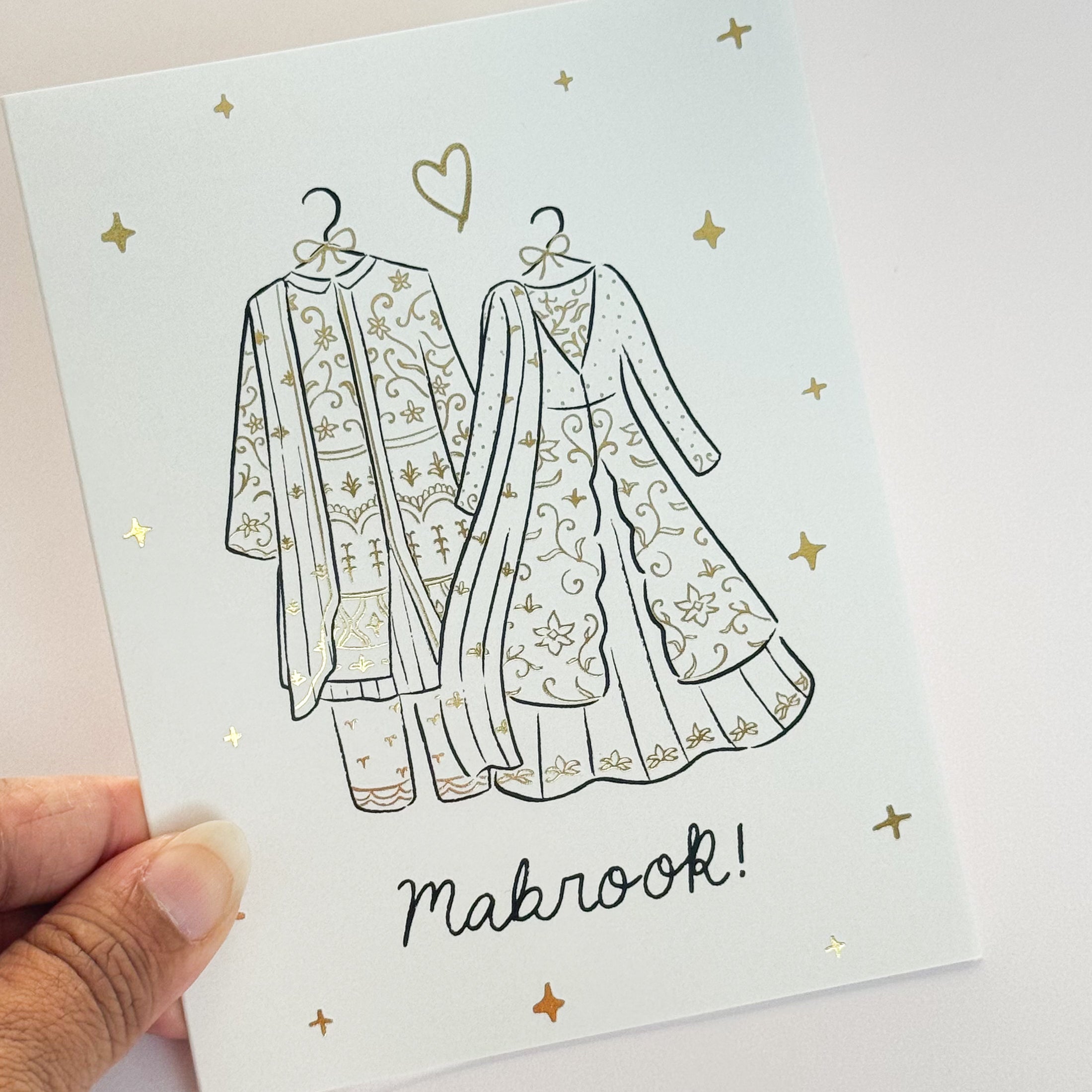Card - Mabrook, Shimmery, Gold Foiled Wedding Card
