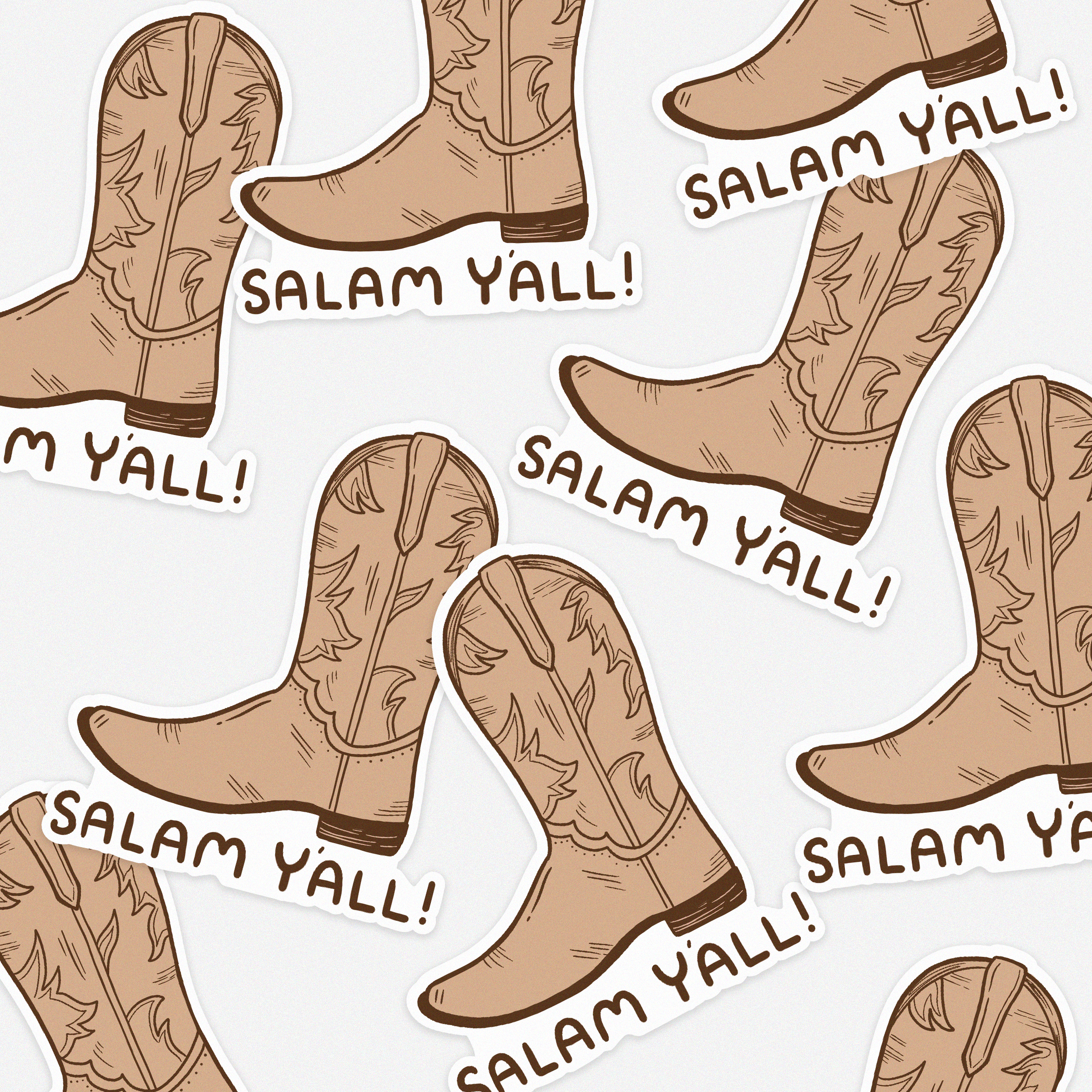 Sticker - Salam Y'all (Brown & Pink)