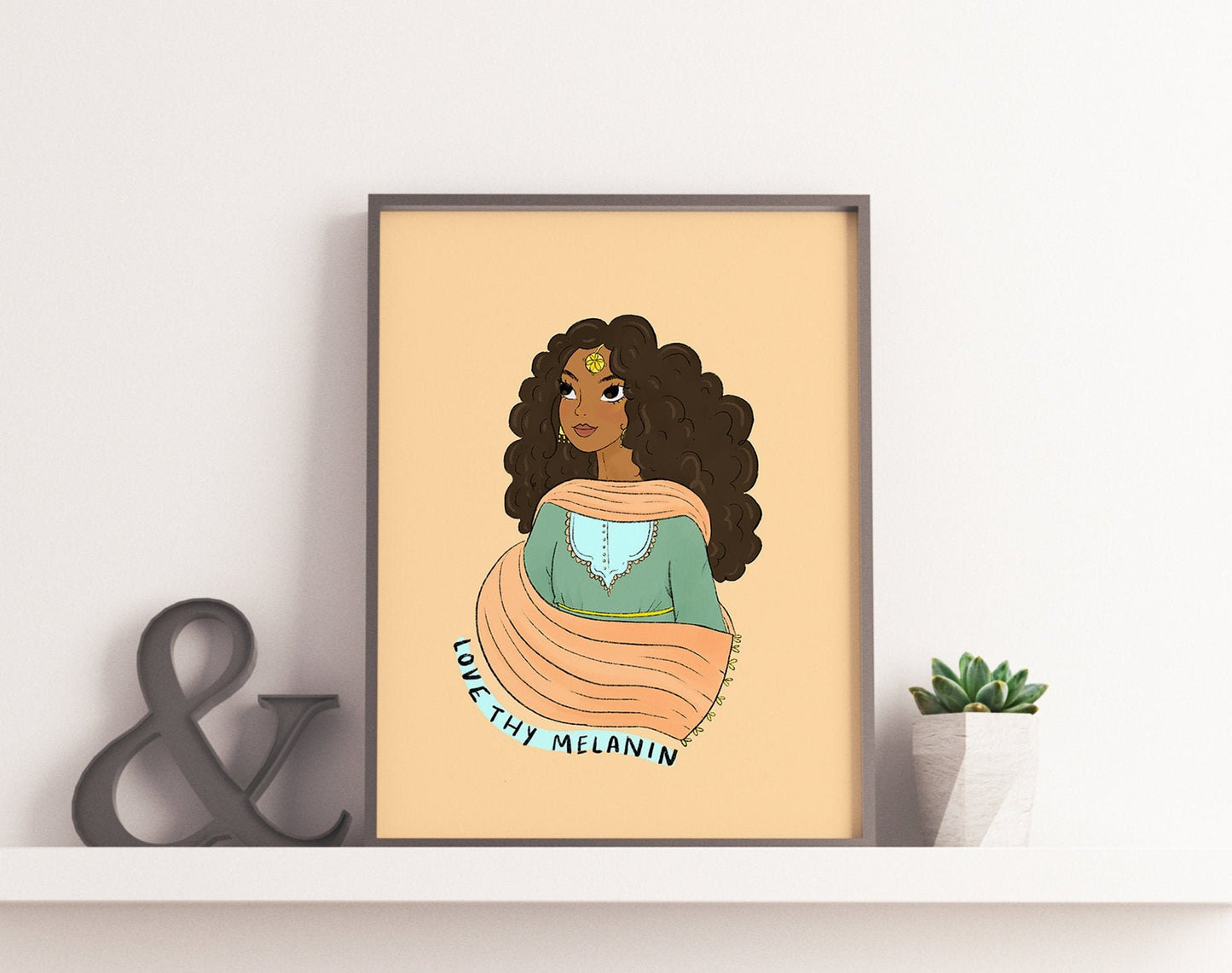 Digital Download - Love Thy Melanin, 11x14", 8x10", 5x7", Desi Girl Art Print, South Asian Girl Art Print