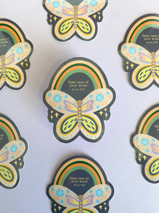 Sticker - Butterfly "Take Care of Your Souls' - Quran 5:015" Sticker