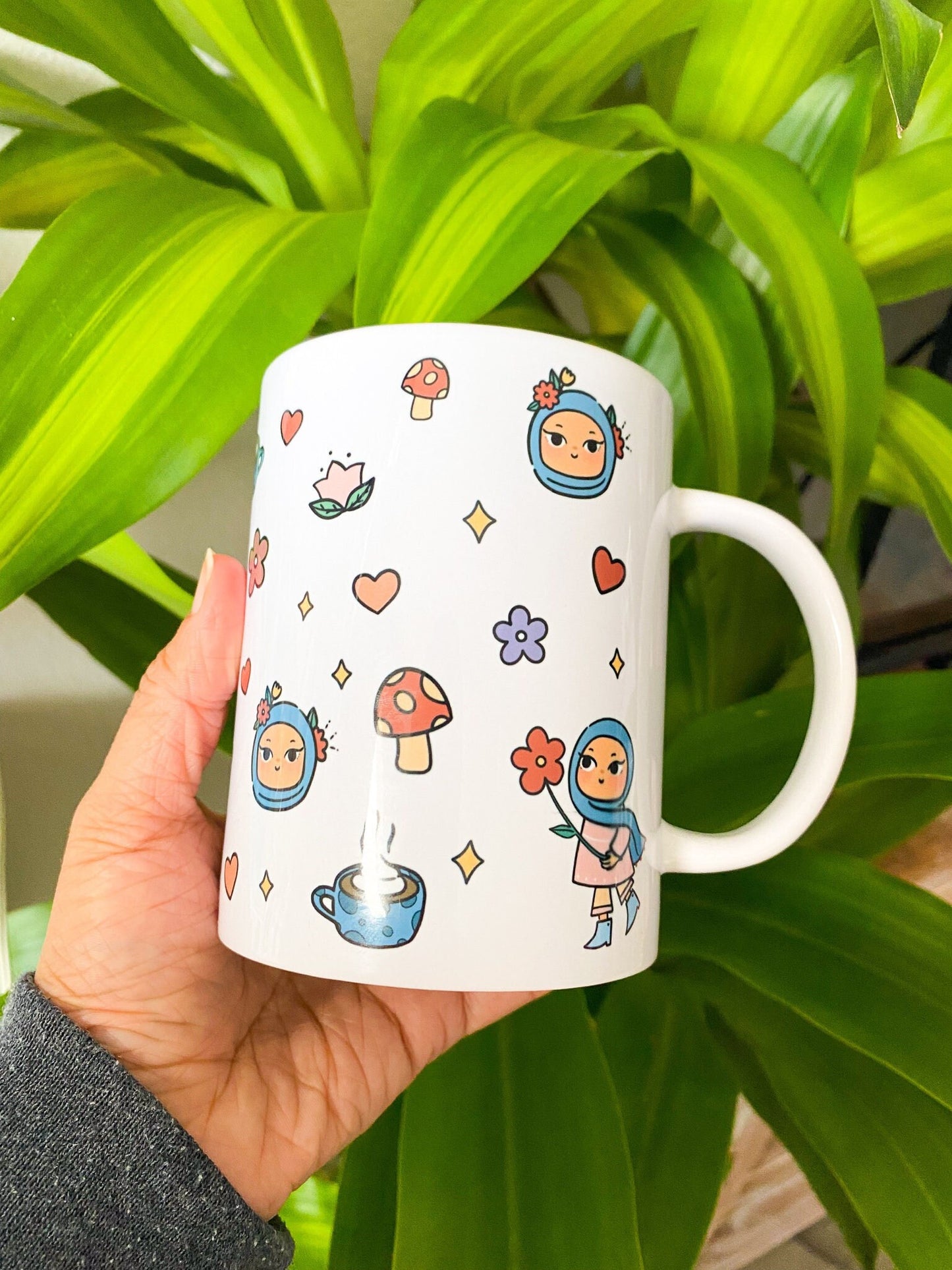 Mug-SECONDS Patterned Hijabi Mug, Cute Muslim Hijabi Mug, Cute Hijabi Cup, Eid Gift, Ramadan Gift, Hijabi Illustration, Hijabi Mug