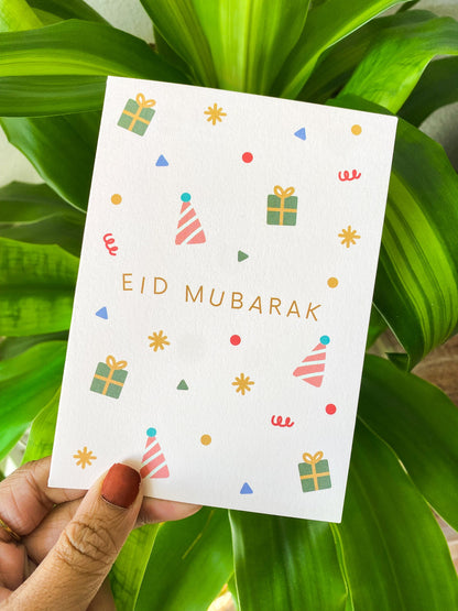 Card - Eid Mubarak Cute Pattern Card With Gift