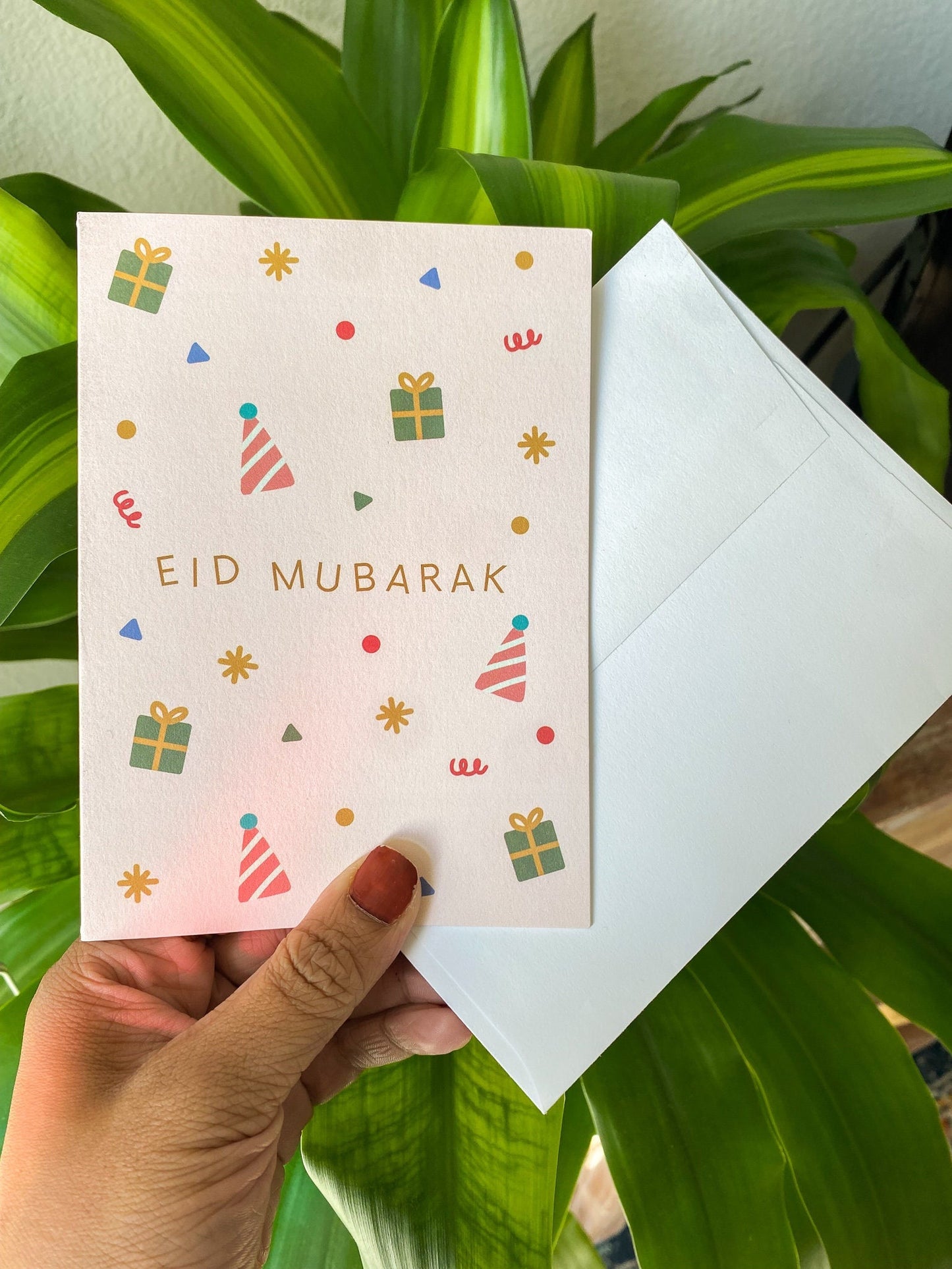 Card - Eid Mubarak Cute Pattern Card With Gift