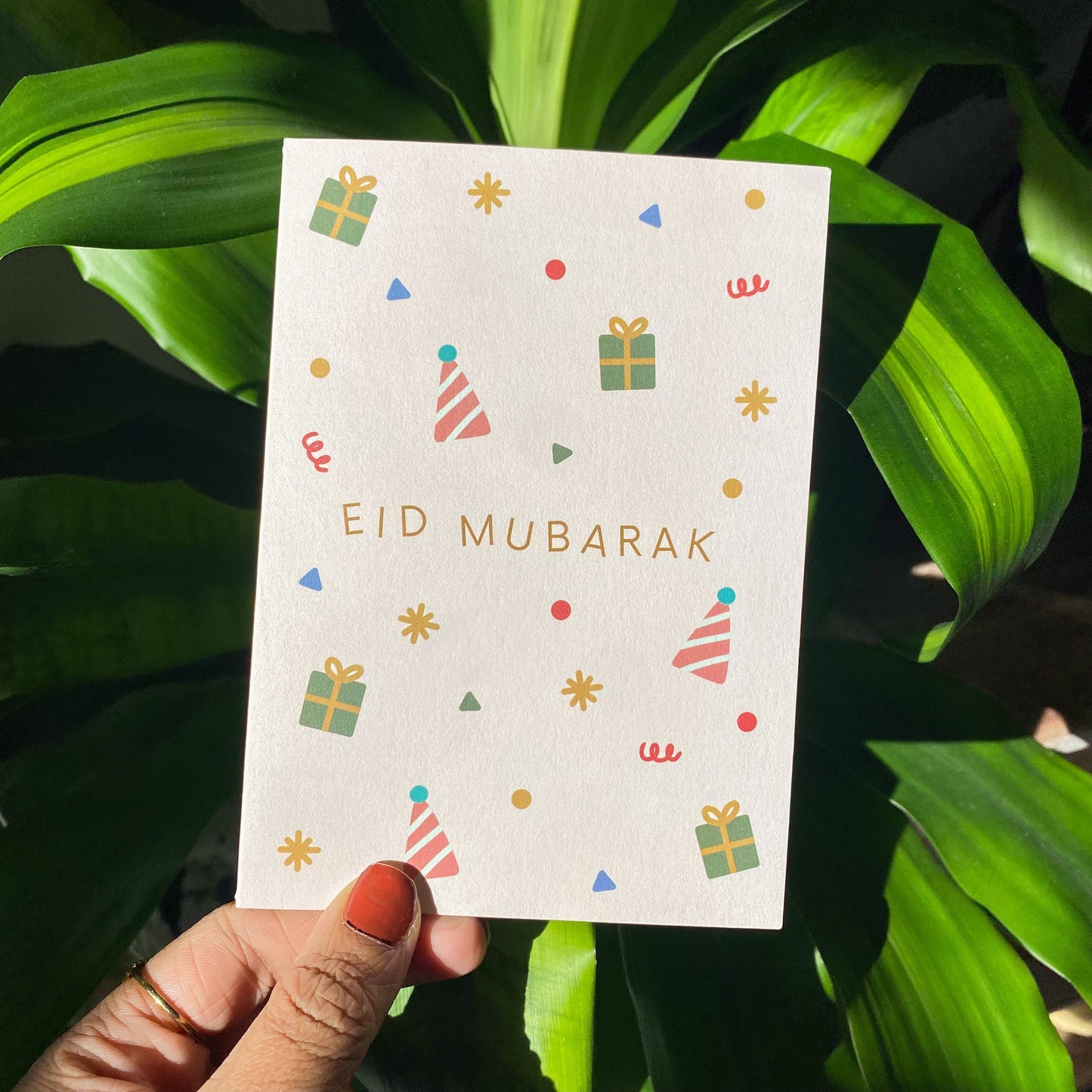 Card - Eid Mubarak Cute Pattern Card With Gift