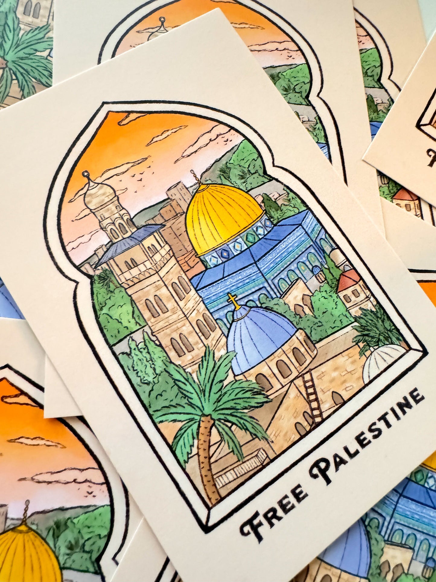 Holy Land Print - 100% of profits go to Palestine, Beautiful & Detailed Print of Jerusalem, Free Palestine Print