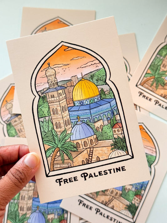 Holy Land Print - 100% of profits go to Palestine, Beautiful & Detailed Print of Jerusalem, Free Palestine Print