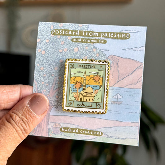 Postcard from Palestine Enamel Pin, Muslim Pin, Palestine Enamel Pin, Filistin Enamel Pin, Free Palestine Enamel Pin, Palestine Stamp Pin