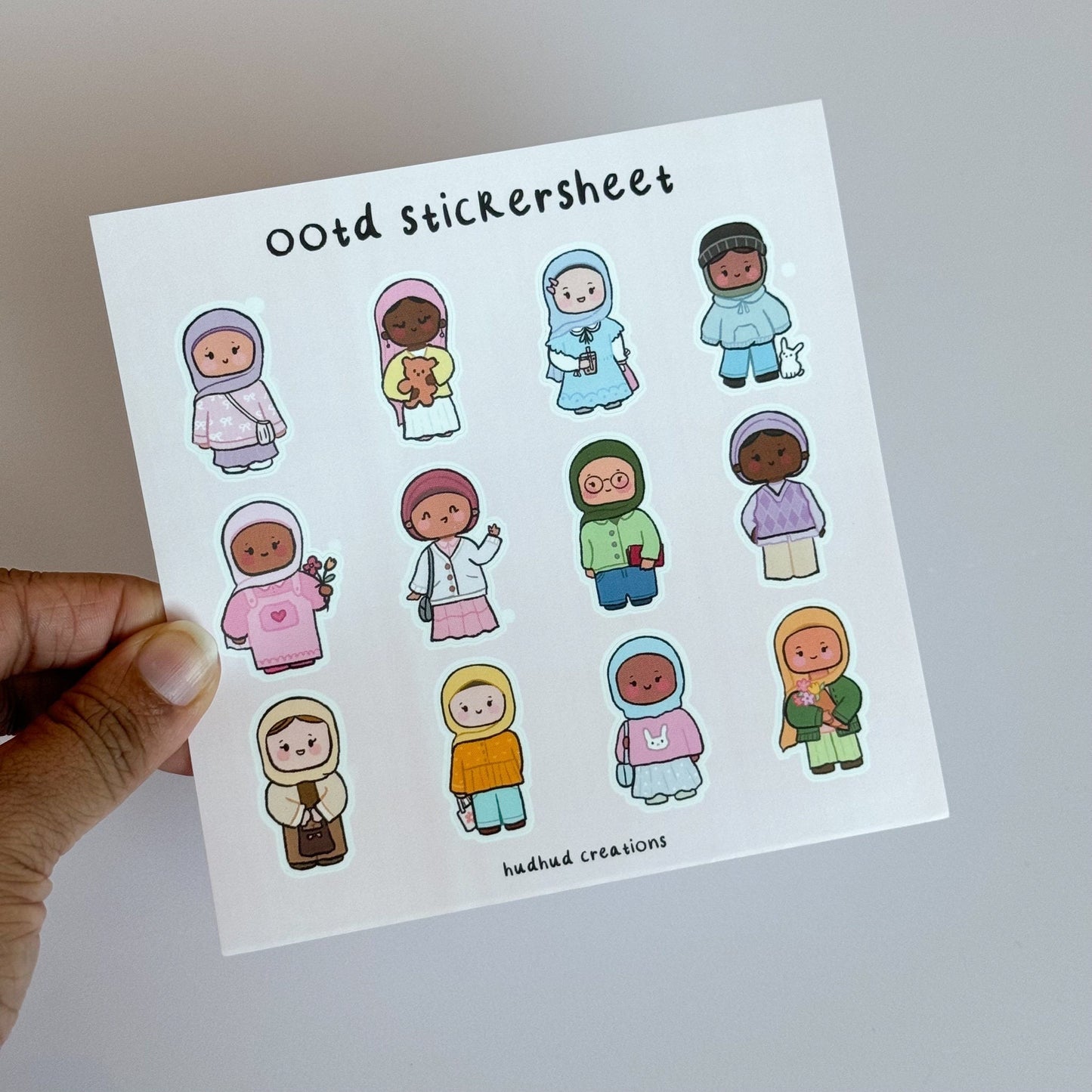 Sticker Sheet - OOTD (Outfit of the Day) Cute Hijabi Outfit Stickers Set