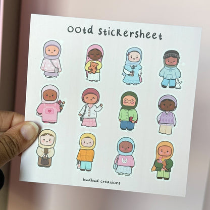 Sticker Sheet - OOTD (Outfit of the Day) Cute Hijabi Outfit Stickers Set