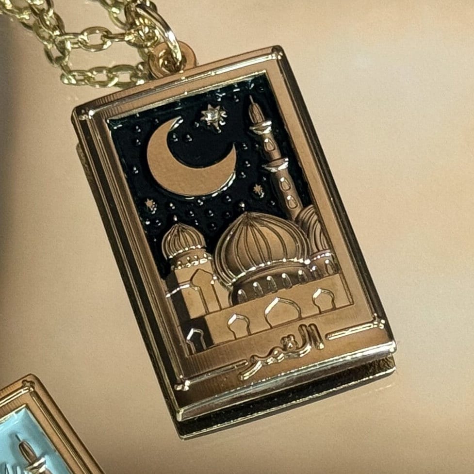 Necklace - Shams & Qamr Sun and Moon Necklaces, Starry Celestial Masjid Necklaces, Islamic Friendship Necklaces, Islamic Jewelry, Hijabi