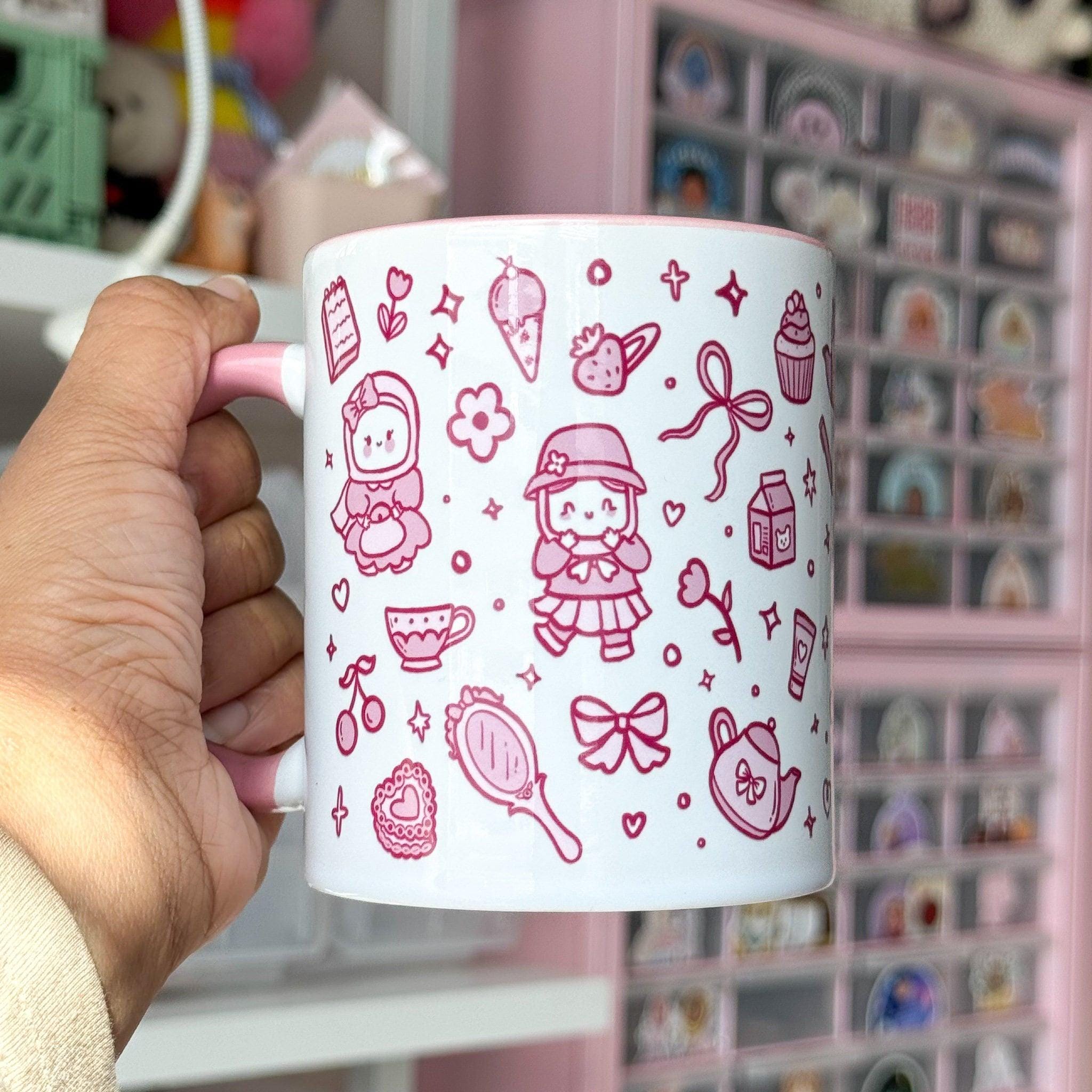 Mug - Cute Things Mug, Pink Hijabi Patterned Mug, Pastel Pink Hijabi Coquette Cute Mug Cup, Cute Eid Gift
