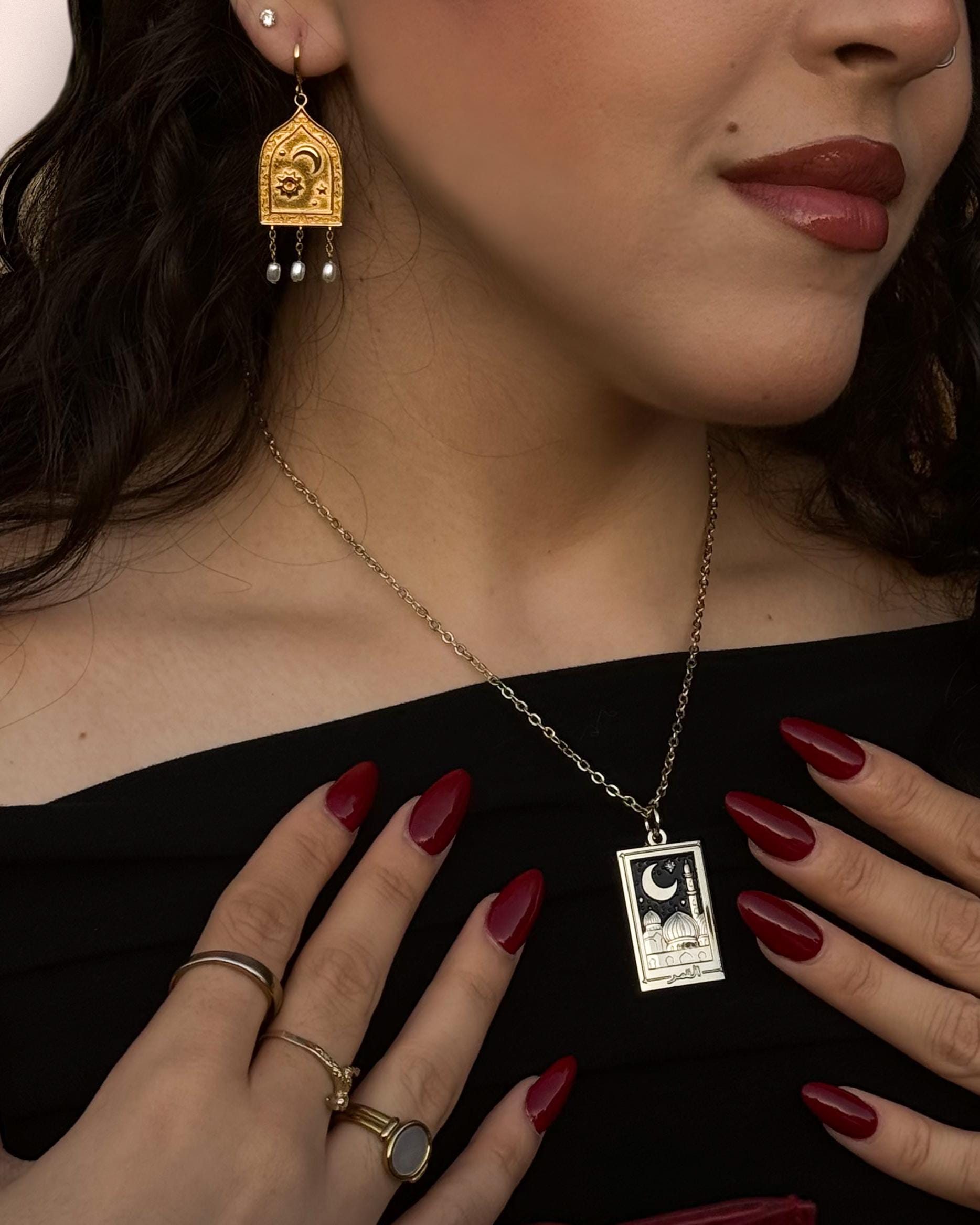Earrings - Layla, waterproof, 18k gold plated over stainless steel, pearl dangle earrings, eid gifts, hijabi jewelry