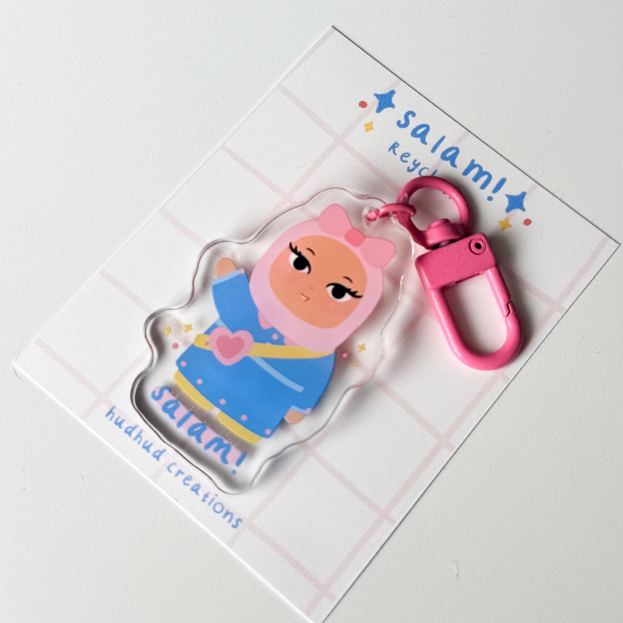 Keychain- Little Hijabi Saying Salam, Adorable Muslimah Keychain, Cute Hijabi Keychain, Salam Keychain,Assalamualaykum Keychain,Muslim gifts