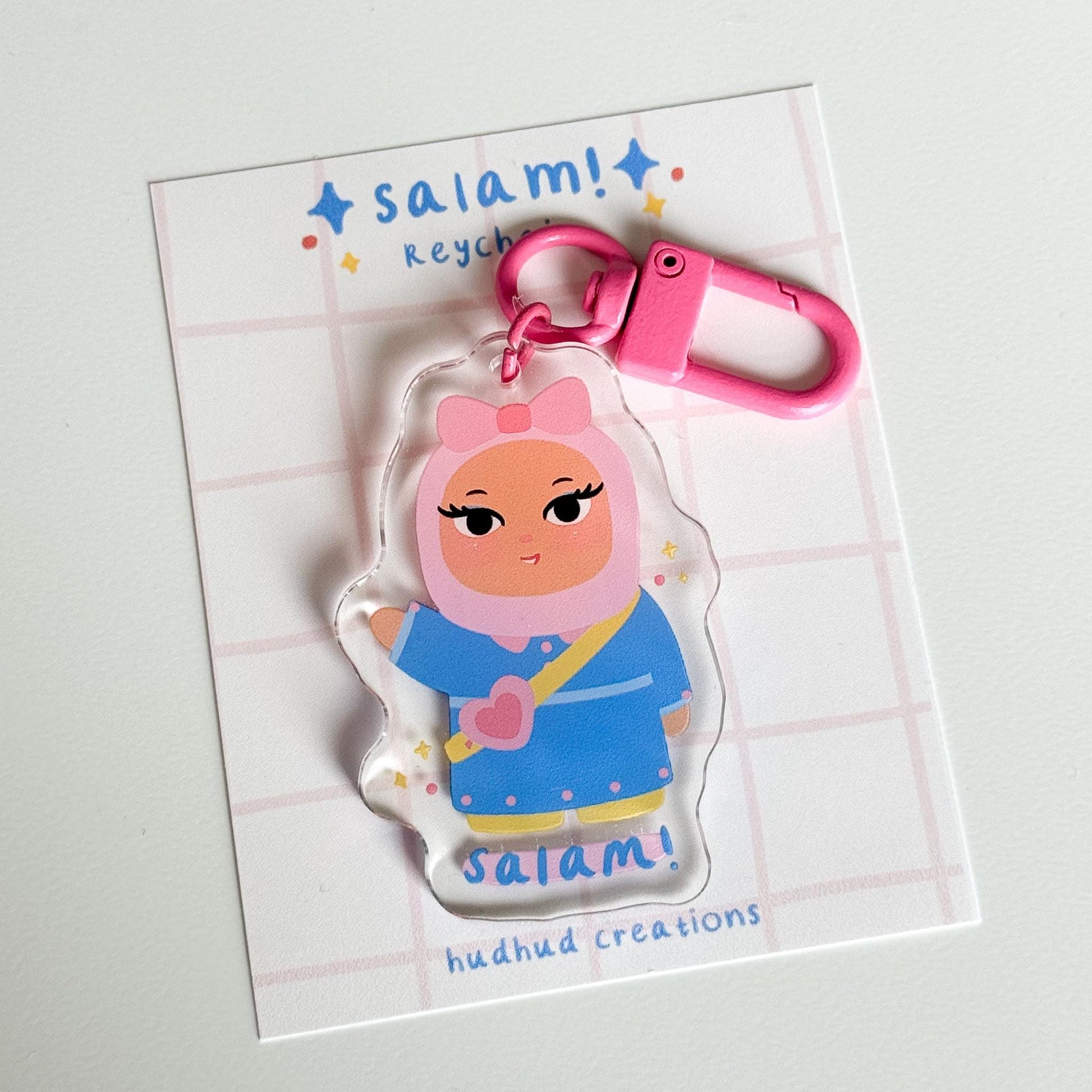 Keychain- Little Hijabi Saying Salam, Adorable Muslimah Keychain, Cute Hijabi Keychain, Salam Keychain,Assalamualaykum Keychain,Muslim gifts