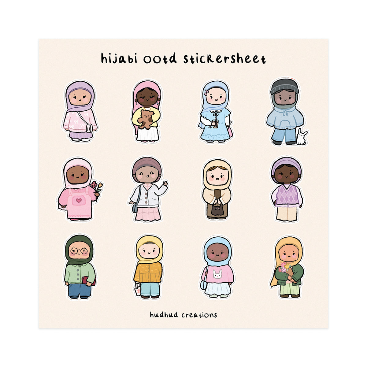 Sticker Sheet - OOTD (Outfit of the Day) Cute Hijabi Outfit Stickers S ...