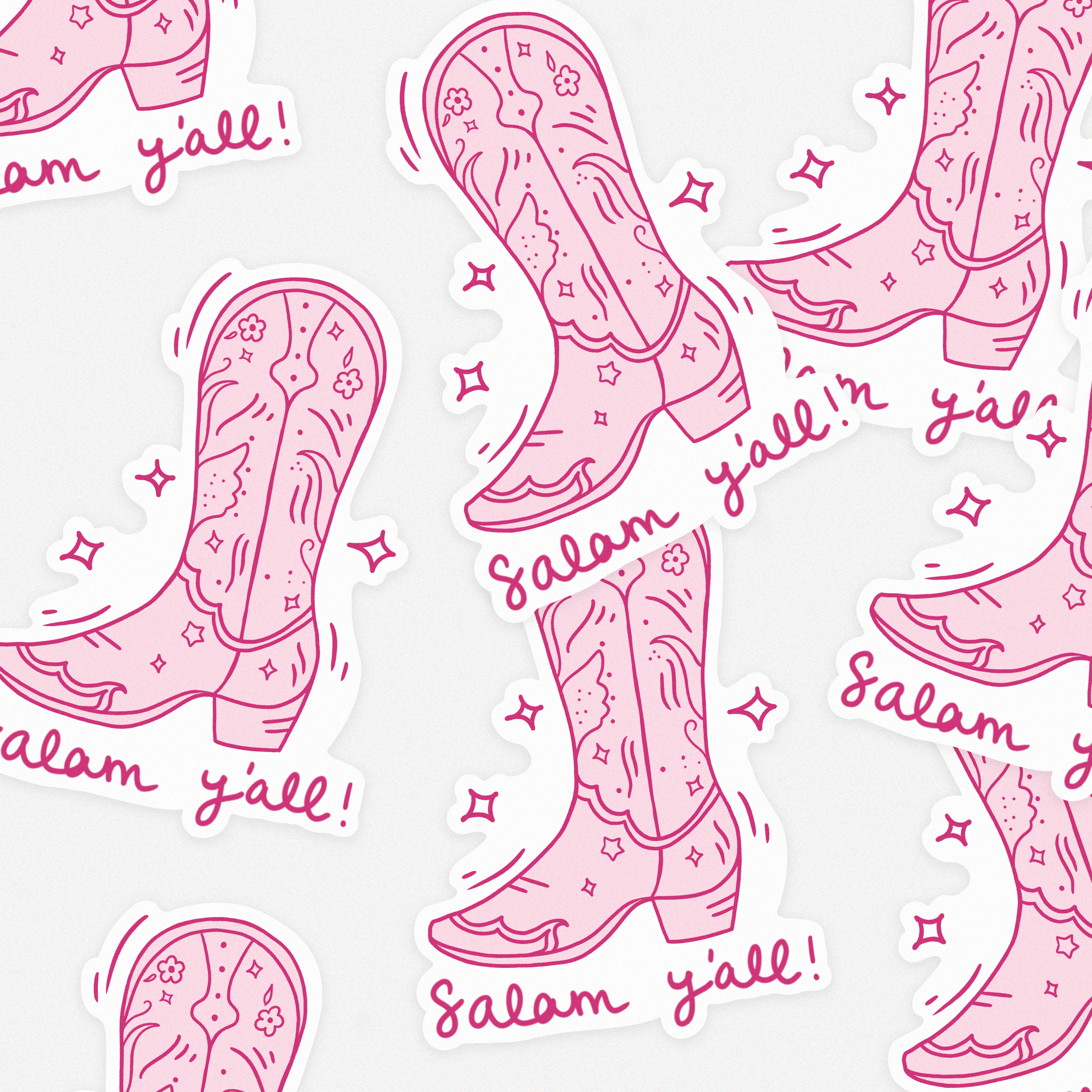 Sticker - Salam Y'all (Brown & Pink)